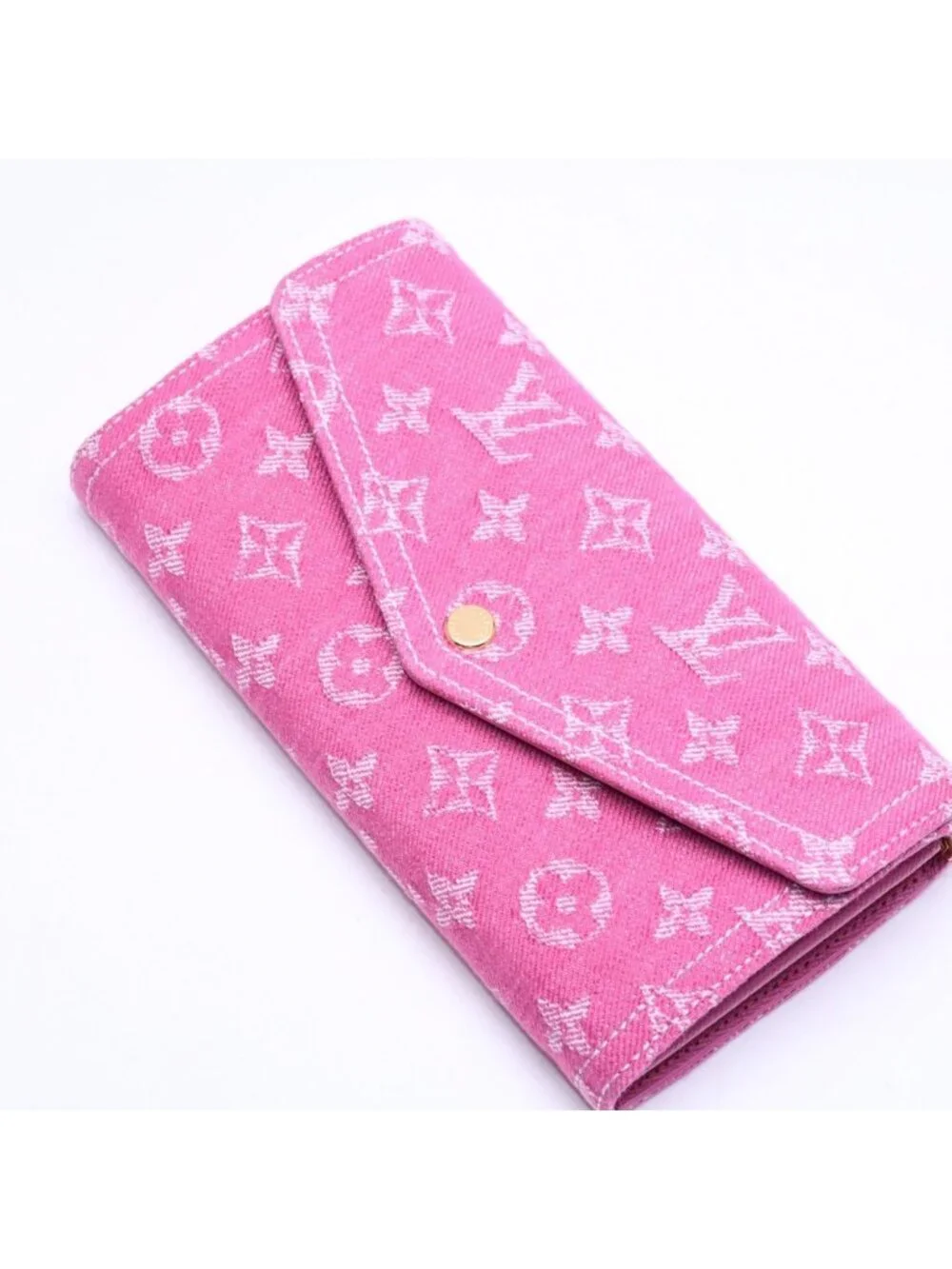 Louis Vuitton Monogram Jacquard Portefeuille Sarah Wallet Denim Fuchsia